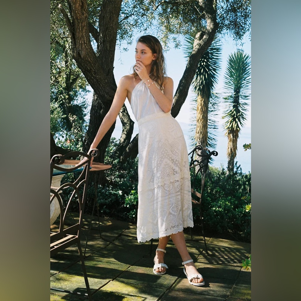 Farm Rio For Anthropologie ‘Stacie’ White Maxi Skirt - Size Small